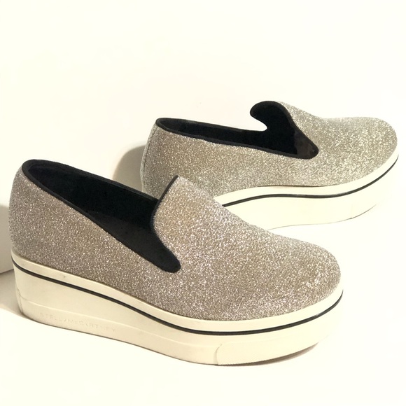 silver platform loafers